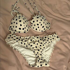 Shade & Shore Black and White Polka Dot Bra Set